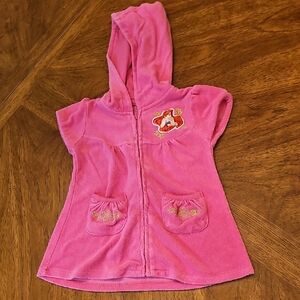 Disney Sz 2T Princess Pink Hooded Bathing Suit Cover Dress Terry Soft Ariel Park